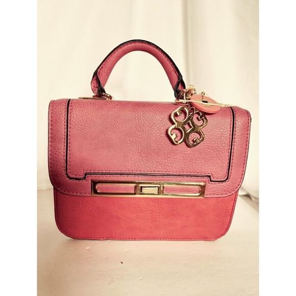 Gianni Bini 2 Tone Pink And Coral Square Crossbody Purse - Picture 7 of 9